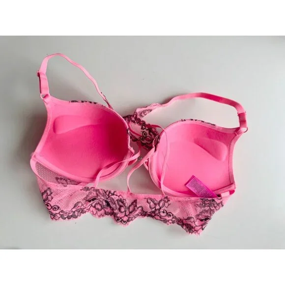 Lot of 2 LA SENZA Hello Sugar Pink Turquoise Lace Trim Push Up Bras, Size 34B - Picture 9 of 14